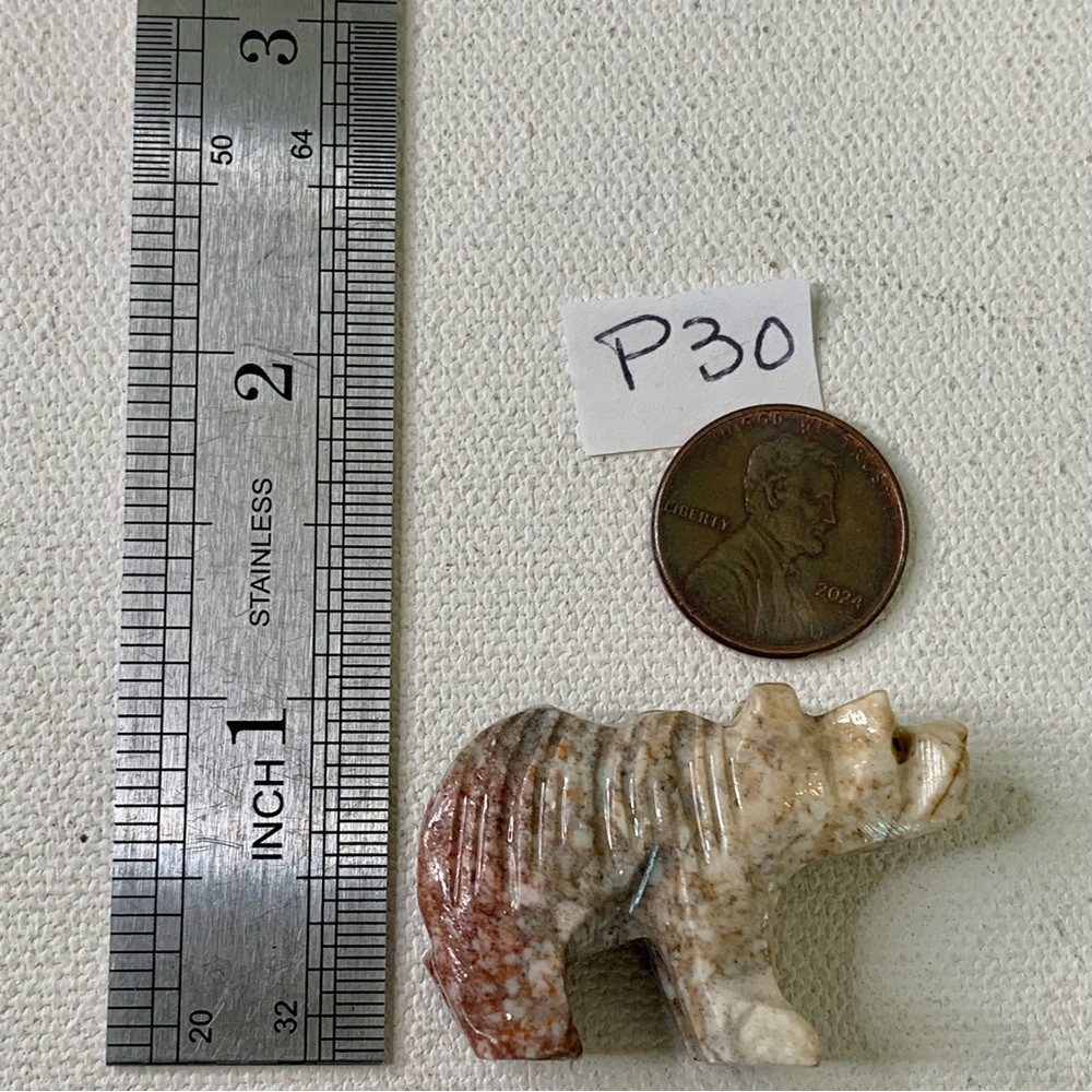 Soapstone Carved Bear Figurine Miniature Stone Spirit Animal Bear Carving 1.5" - Picture 11 of 14
